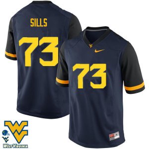 Men's West Virginia Mountaineers NCAA #73 Josh Sills Navy Authentic Nike Stitched College Football Jersey AT15P55ZU